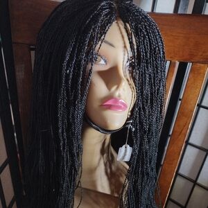 Lace front wig 1B small Senegalese twist